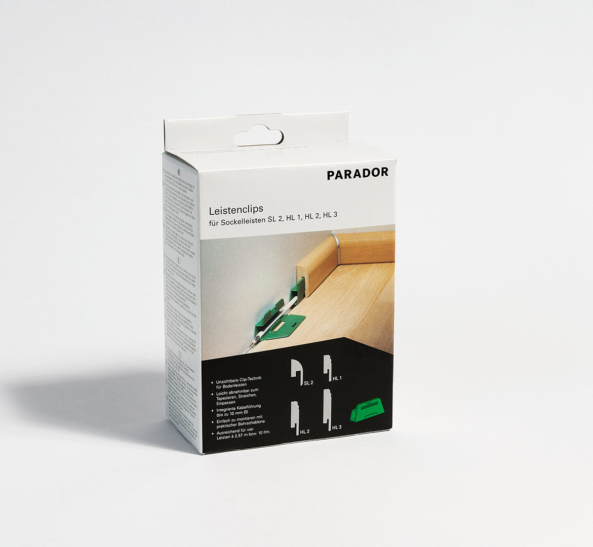Parador Clip verde para zócalos SL 2, HL 1, HL 2 y HL 3