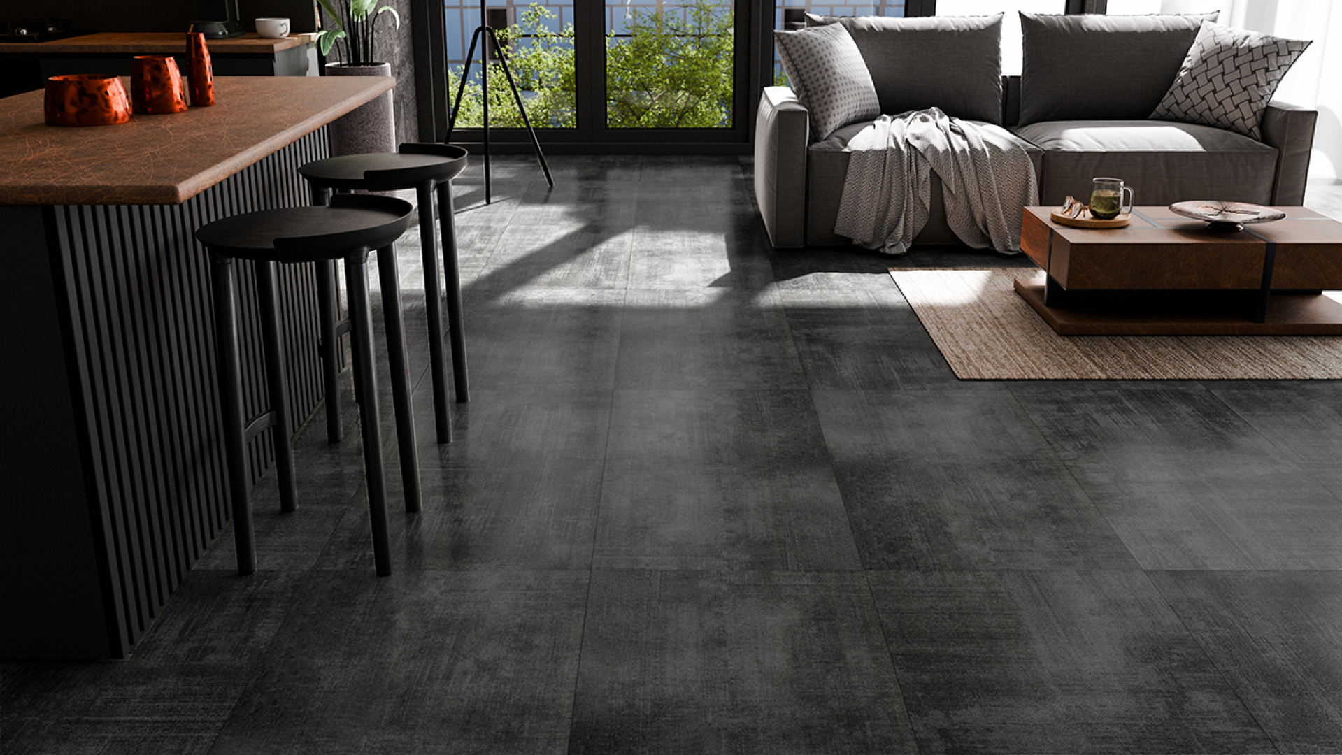 Suelo vinílico Arbiton Amaron FORMA ACOUSTIC - Amadora Anthracite - 6.3mm/0.55mm