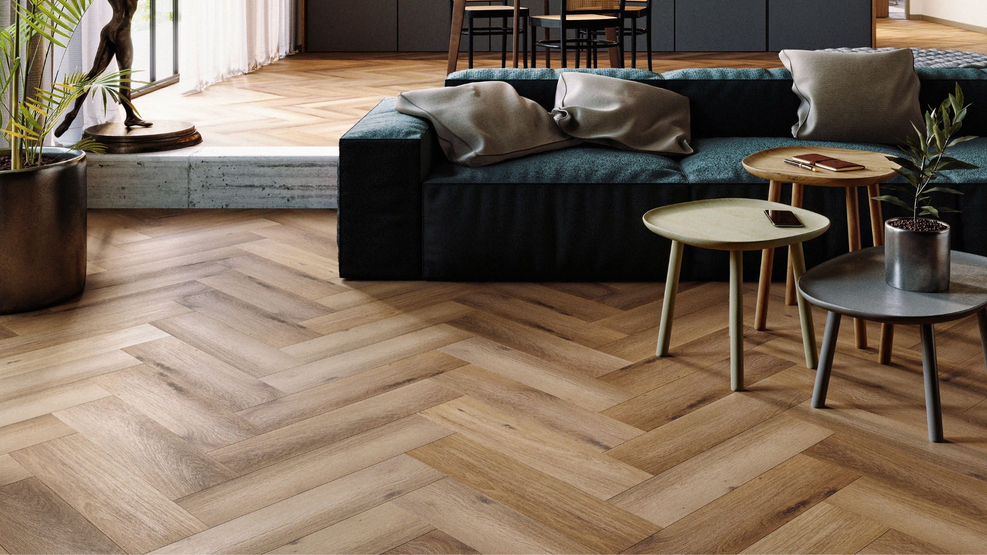 Suelo vinílico Arbiton Amaron Herringbone ACOUSTIC - ROBLE GEORGETOWN - 6.3mm/0.55mm - Detalle 1