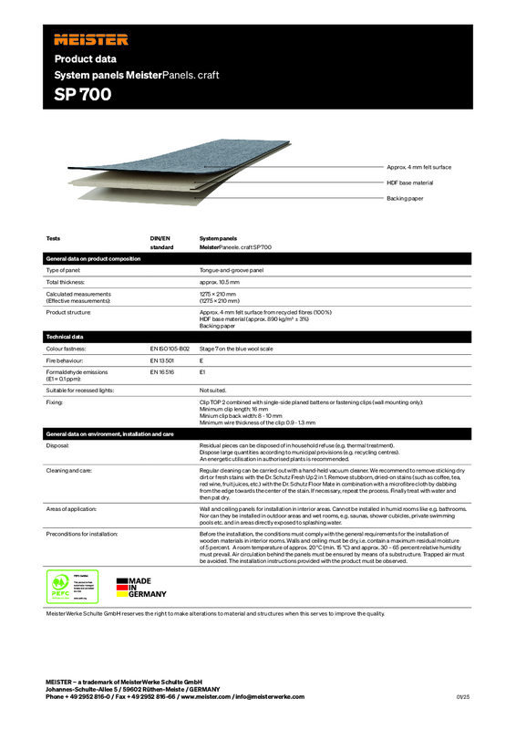 Paneles de sistema MeisterPanels. craft SP 700 Fieltro gris basalto 04502