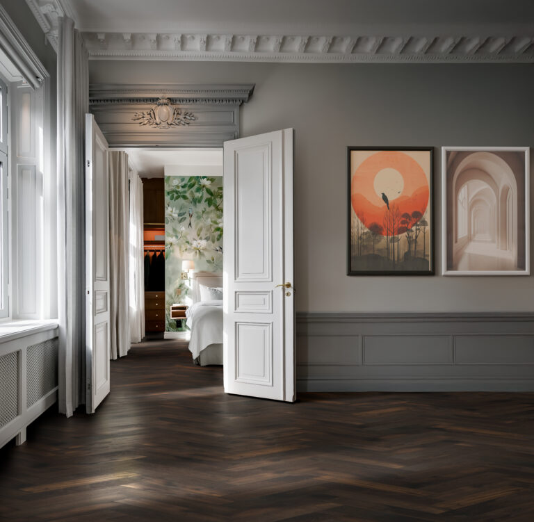 Roble Herringbone Cd Smoked Dark - Detalle Lama y Textura 6